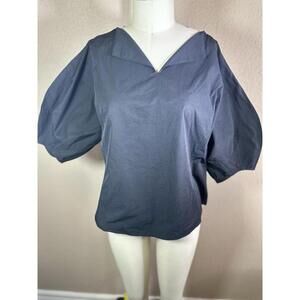 Womens Gracia Top Blouse 3/4 Sleeve Grey Striped Tiered Sleeve Size‎ Medium